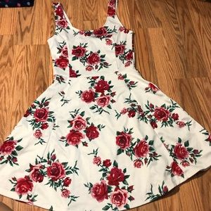 H&M floral rose skater fit and flare a-line dress